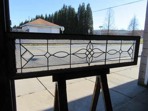 ~ ANTIQUE STAINED GLASS TRANSOM WINDOW BEVELS ~ 66 X 17 ~ ARCHITECTURAL SALVAGE Cover