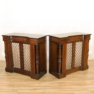 English Regency Brass Inlaid Mahogany Side Cabinets—A Pair - Picture 1 of 7