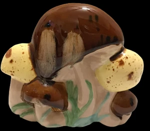 Vintage Mushroom Napkin Holder Ceramic Browns Yellow Tan 1970s Mushrooms 70s - Picture 1 of 5
