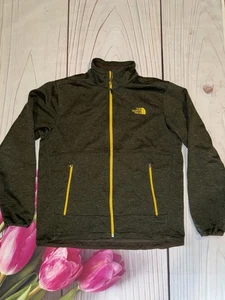 The North Face Jacket Mens Large Soft Shell Coat Green Yellow Full Zip Logo - Picture 1 of 5