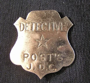 1940s TOY DETECTIVE J.D.C METAL BADGE , Post Cereal Premium - Picture 1 of 2