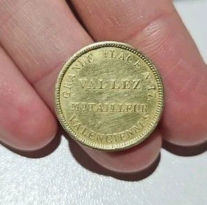 1800's France Merchant Coin Trade Token Vallez Antique Spain Valencia Aux Beaux - Picture 1 of 5