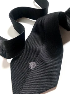 GIANNI VERSACE VINTAGE 90er MEDUSA KONTRAST WEBKRAWATTE JACQUARD ITALY SCHWARZ - Bild 1 von 13