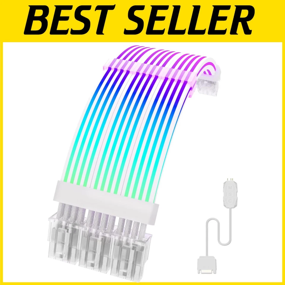 Elegant White RGB Power Supply Extension – 3 x 8Pin Cable for Optimal Aesthetics - Image 1 of 4