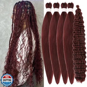 Dunkel Burgunder Flechthaar vorgedehnt gehäkelt Boho Haare zum Flechten Hypo - Bild 1 von 5