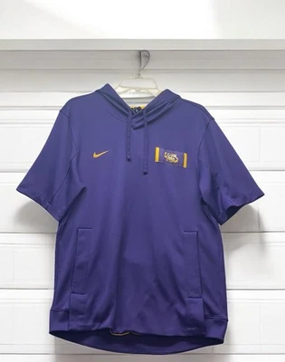 Nike LSU Tigers Short-Sleeve Showout Hoodie Men M Dri Fit Purple SEC - Image 1 of 4