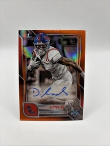 2025 Bowman University Dezhaun Stribling Auto Orange /25 Ole Miss - Picture 1 of 2