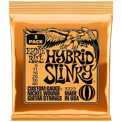 Saiten E-Gitarre Ernie Ball Hybrid Slinky 3222 .009-046 3er Pack Gitarrensaiten