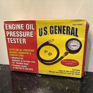 Kit de prueba de presión de aceite de motor GENERAL de EE. UU. 0 a 100 PSI/0-700 KPA artículo 92687 nuevo - Imagen 1 de 3