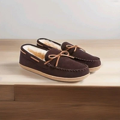 J.Crew 棕色牛麂皮绒夏尔巴拖鞋 (12) 男式全新无标签 75 美元 — 第 1/4 张图片