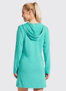 Coolibar Strand Coverup Langarm Kleid Kapuze Taschen UPF Sonnenschutz Neu L - Bild 1 von 17