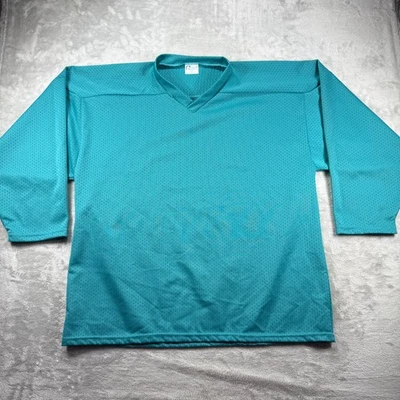 Camiseta de práctica de hockey Contak XL para hombre malla verde azulado cuello en V hecha en EE. UU. Foto 1 de 4