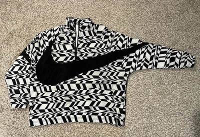 Jaqueta corta-vento vintage Nike masculina 2XL geométrica anos 90 zíper grande Swoosh dupla face - Imagem 1 de 4