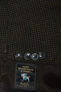 RARE 42R HART SCHAFFNER & MARX Black Tan/Gold Nail head Sport Coat Jacket blazer - Picture 1 of 13
