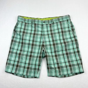 Louis Raphael Mens Golf Shorts Straight Fit Mint Green Plaid 9" Inseam Size 40 - Picture 1 of 11