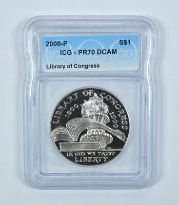 2000-P Library Of Congress Commemorative Silver Dollar PR70 DCAM ICG *1078 - Image 1 of 4