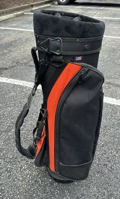 Vintage Burton Black/Red Cart Bag w/Rain Cover & 4-Way Divider (Kept In Storage) - Image 1 of 4