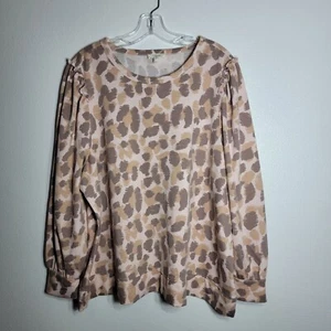 Como Blu Leopard Ruffle Sweatshirt Plus Size 2X Soft Lightweight Rayon Pullover - Picture 1 of 4