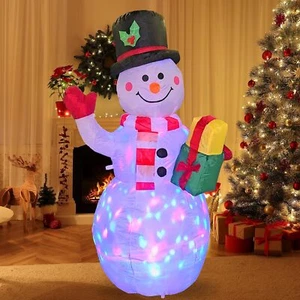 5ft Christmas Inflatables Snowman Outdoor Yard Rotating LED Blow Up Garden Decor - Picture 1 of 15