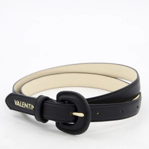 VALENTINO Women's Belt Leather Lined Black LARGE Gold Logo Dress GENUINE RRP £90 - Picture 1 of 9