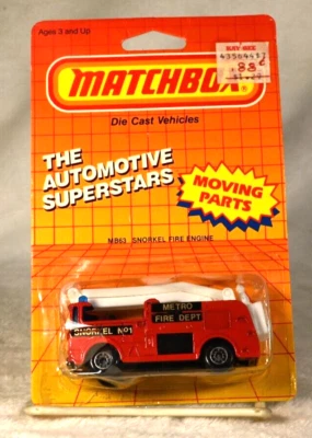 Matchbox MB63 CAMIÓN DE BOMBEROS SNORKEL Vehículo diecast Metro Fire Dept 1983 Foto 1 de 3