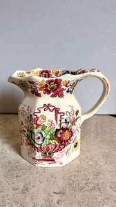 Jarra floral Nabob multicolor con mango patente Ironstone de albañiles de colección - Imagen 1 de 12