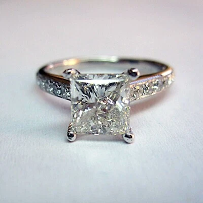 3 Ct Princess Cut VVS1 Moissanite Engagement Ring In 14K White Gold Plated Foto 1 de 3