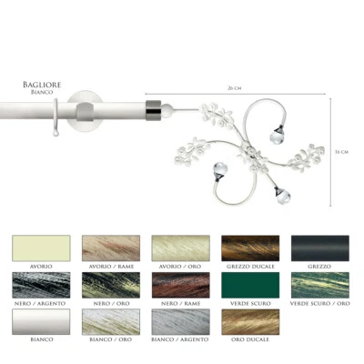 Scorritenda Corda Strappo Bastone Tenda Ferro Battuto Terminale BAGLIORE Vami - Immagine 1 di 2