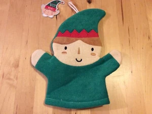BNWT New Christmas Green Elf Wash Mitt Red - 23cm x 23cm - Picture 1 of 4