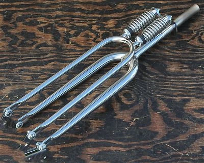 26" Cruiser Bicycle Chrome DUAL SPRINGER FORK RatRod Chopper Vintage Monark Bike - Image 1 of 4