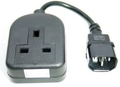 Power Cable UPS UK 13A Single Trail Female Socket to IEC C14 Male Plug 25сm - Image 1 of 2