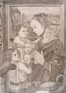 STICHBLATT - Kunstdruck - Madonna mit Jesuskind - Geburt inkl. Cozzi - Bild 1 von 1