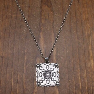 Sterling Silver Stampwork Pendant Necklace on Cable Chain - Picture 1 of 5
