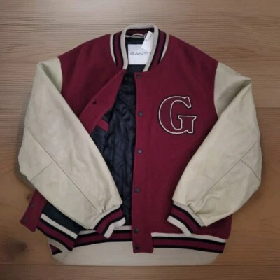 GANT WOOL LEATHER SLEEVES VARSITY JACKET.RELAXED FIT .XL .Rrp £900 - Image 1 of 4