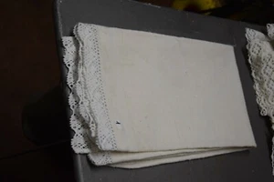 Asciugamani canapa pizzo cm.131+3+3x73 (1) B4 Hemp Towel Serviette en chanvre ° - Picture 1 of 2