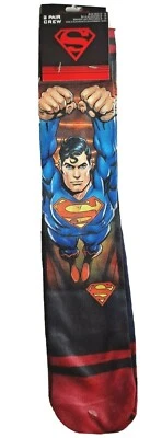 Superman Men's Crew Socks 2 pair pr DC Comics Logo NWT Size 6-12 Red, Blue Pack - Image 1 of 4