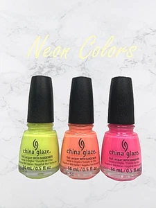 China Glaze Nail Polish Lacquer NEON Trio Set - Pick Color 0.5oz - Fast Shipping - Picture 1 of 6