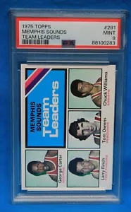 1975 TOPPS # 281 MEMPHIS SOUNDS TEAM LEADERS PSA 9 MINT #88100283 George Carter - Picture 1 of 2