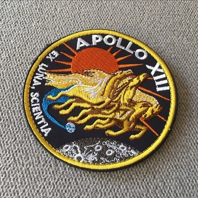 NASA Space Program Apollo XIII 13 Hook Loop Emblem Patch Ex Luna Scientia Badge - Image 1 of 4