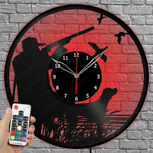 LED Vinyl Clock Duck Hunting LED Light Vinyl Record Wall Clock Home Decor 1957 - Picture 1 of 11
