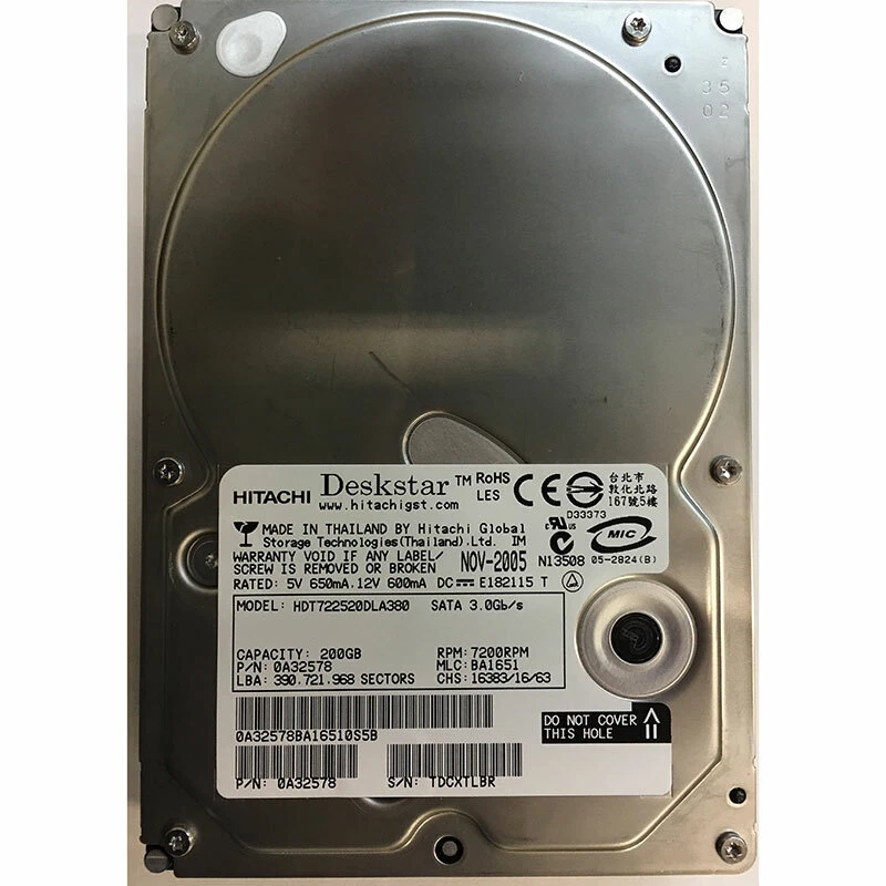 0A32578 - Hitachi 200GB 7200 RPM SATA 3.5" HDD - Image 1 of 1