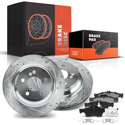 Rotor de freno trasero perforado y pastilla de freno para Mercedes-Benz E320 E350 E400 E500 E550 Foto 1 de 4