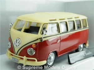 VOLKSWAGEN SAMBA CAMPER BUS CAR VAN 1:43 SIZE VW RED & CREAM T1 SPLIT SCREEN R0 - Picture 1 of 5