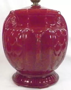 Grecian Urn Glass Table Lamp Wine Red 1930s Vintage Needs Cord As Is - Picture 1 of 11