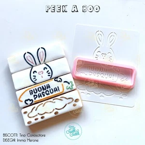 Peek A Boo Buona Pasqua Stencil Coniglietto Cookie Cutter Formine Biscotti - Picture 1 of 1
