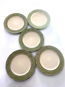 Set 5 piatti insalata Pier 1 antichi fiori verde bianco ritirati vintage - Foto 1 di 5