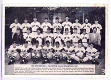 1953 Globe Printing San Jose Red Sox 7 x 10 Team Photo Very Scarce
