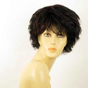 wig for women 100% natural hair black and red wick ref NOELLE 1b410 PERUK - Foto 1 di 8