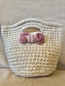 M & G Bertini Italy Wool Knit Designer Handbag Tote Bag Purse Bow Acrylic Casual - Picture 1 of 9