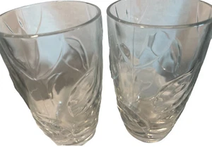 Cristal dArques Botanic Ice Tea Highball Glasses Clear Carbot Leaf Pattern Set 2 - Picture 1 of 6